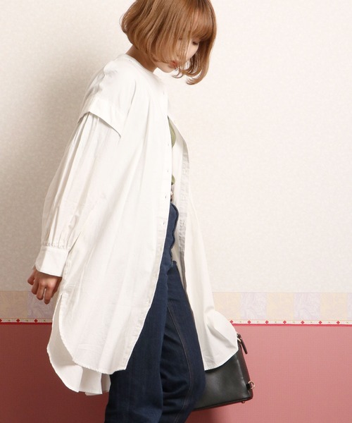 nougatine（ヌガティーヌ）の「【nougatine】ソフトコットンツイル袖ボリュームブラウス（シャツ/ブラウス・レディース・グレー/オフホワイト/ラベンダー・FREE）」の8枚目の写真