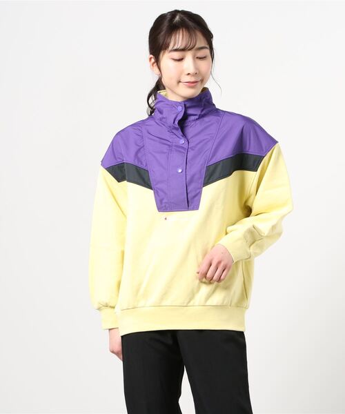 Champion(チャンピオン)の「【Champion/チャンピオン】レディース ハーフスナップスウェットシャツ(スウェット・レディース・ベージュ系その他3/ブラック/ホワイト・MEDIUM/LARGE)」の3枚目の写真