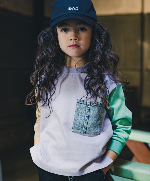 RADCHAP（ラッドチャップ）の「デニムポケット長袖Tシャツ（Tシャツ/カットソー・キッズ・オレンジ/パープル/アイボリー・130cm/150cm/120cm/100cm/90cm/140cm/110cm）」の5枚目の写真