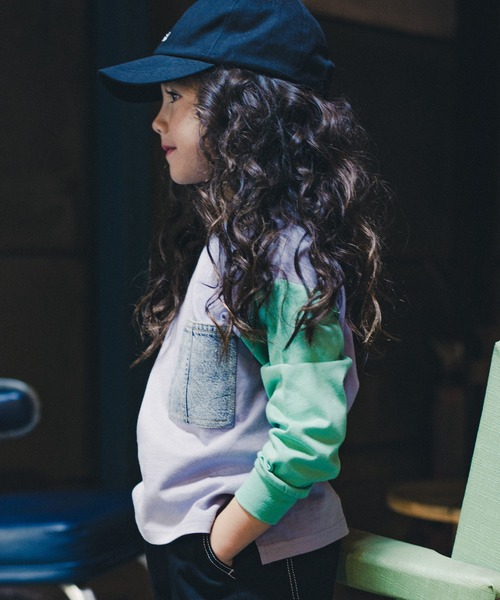 RADCHAP（ラッドチャップ）の「デニムポケット長袖Tシャツ（Tシャツ/カットソー・キッズ・オレンジ/パープル/アイボリー・130cm/150cm/120cm/100cm/90cm/140cm/110cm）」の6枚目の写真