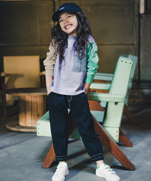 RADCHAP（ラッドチャップ）の「デニムポケット長袖Tシャツ（Tシャツ/カットソー・キッズ・オレンジ/パープル/アイボリー・130cm/150cm/120cm/100cm/90cm/140cm/110cm）」の10枚目の写真