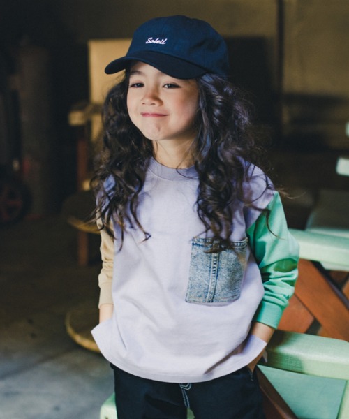 RADCHAP（ラッドチャップ）の「デニムポケット長袖Tシャツ（Tシャツ/カットソー・キッズ・オレンジ/パープル/アイボリー・130cm/150cm/120cm/100cm/90cm/140cm/110cm）」の4枚目の写真