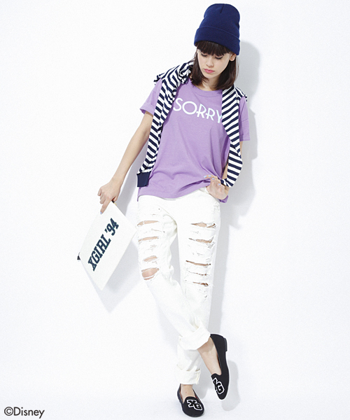 X-girl（エックスガール）の「【SEDA5月号掲載】TALK S/S BIG TEE（Tシャツ/カットソー・レディース・ホワイト/パープル/ライトグリーン・1/2）」の13枚目の写真