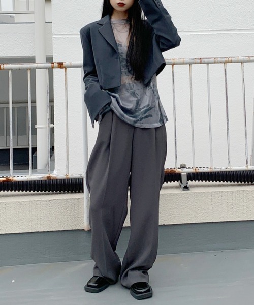 LVEU.（ラブユ.）の「【LVEU.】ハイウエストロングスラックスパンツ/ セットアップ ボトムス パンツ スラックス ロング ハイウエスト タック ブラック グレー グリーン ネイビー ZOZOTOWN限定 カラー（スラックス・レディース・ブラック/グレー/ネイビー/スモーキーグリーン系・FREE/M）」の22枚目の写真