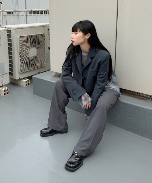 LVEU.（ラブユ.）の「【LVEU.】ハイウエストロングスラックスパンツ/ セットアップ ボトムス パンツ スラックス ロング ハイウエスト タック ブラック グレー グリーン ネイビー ZOZOTOWN限定 カラー（スラックス・レディース・ブラック/グレー/ネイビー/スモーキーグリーン系・FREE/M）」の19枚目の写真