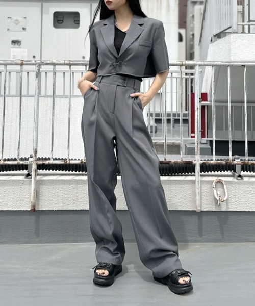 セール】【LVEU.】ハイウエストロングスラックスパンツ/ セットアップ