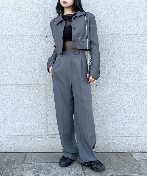 LVEU.（ラブユ.）の「【LVEU.】ハイウエストロングスラックスパンツ/ セットアップ ボトムス パンツ スラックス ロング ハイウエスト タック ブラック グレー グリーン ネイビー ZOZOTOWN限定 カラー（スラックス・レディース・ブラック/グレー/ネイビー/スモーキーグリーン系・FREE/M）」の13枚目の写真