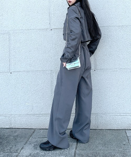 LVEU.（ラブユ.）の「【LVEU.】ハイウエストロングスラックスパンツ/ セットアップ ボトムス パンツ スラックス ロング ハイウエスト タック ブラック グレー グリーン ネイビー ZOZOTOWN限定 カラー（スラックス・レディース・ブラック/グレー/ネイビー/スモーキーグリーン系・FREE/M）」の14枚目の写真