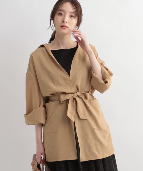 Andemiu（アンデミュウ）の「ガウンシャツ948068（シャツ/ブラウス・レディース・ライトブラウン/ネイビー・FREE）」の6枚目の写真