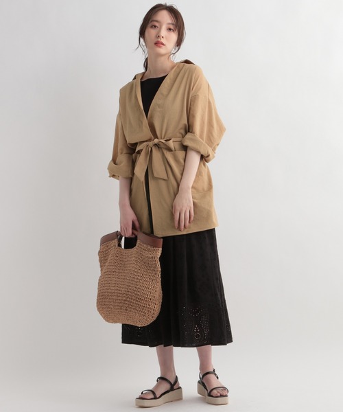 Andemiu（アンデミュウ）の「ガウンシャツ948068（シャツ/ブラウス・レディース・ライトブラウン/ネイビー・FREE）」の10枚目の写真