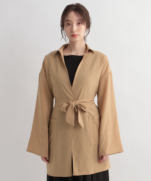 Andemiu（アンデミュウ）の「ガウンシャツ948068（シャツ/ブラウス・レディース・ライトブラウン/ネイビー・FREE）」の8枚目の写真