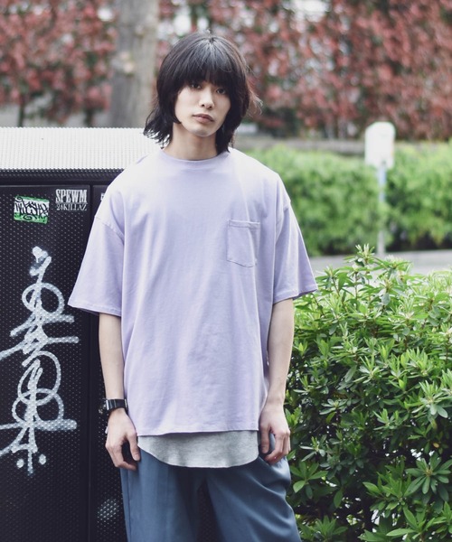 Starting Over(スターティングオーバー)の「ビッグシルエットクルーネックTシャツ & ワッフルロングタンクトップ セットアンサンブル(Tシャツ/カットソー・メンズ・ホワイト/ブラック/ベージュ/ダークグリーン/パープル/グレー/グレイッシュブルー/グリーン・M/L/XL)」の1枚目の写真