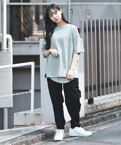 Starting Over(スターティングオーバー)の「ビッグシルエットクルーネックTシャツ & ワッフルロングタンクトップ セットアンサンブル(Tシャツ/カットソー・メンズ・ホワイト/ブラック/ベージュ/ダークグリーン/パープル/グレー/グレイッシュブルー/グリーン・M/L/XL)」の10枚目の写真
