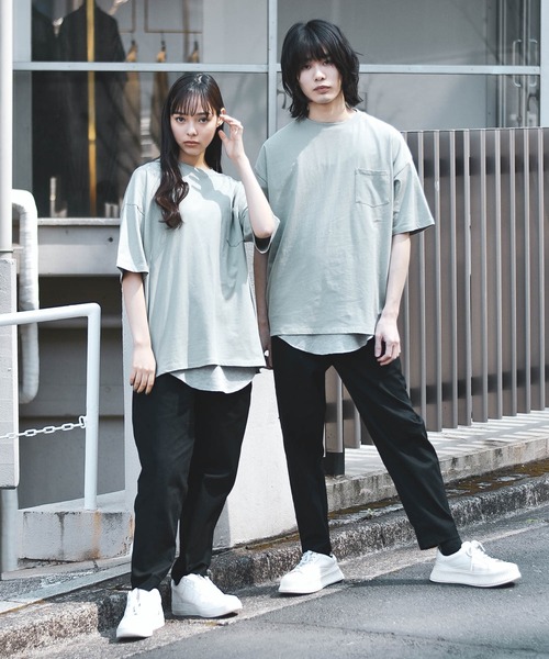 Starting Over(スターティングオーバー)の「ビッグシルエットクルーネックTシャツ & ワッフルロングタンクトップ セットアンサンブル(Tシャツ/カットソー・メンズ・ホワイト/ブラック/ベージュ/ダークグリーン/パープル/グレー/グレイッシュブルー/グリーン・M/L/XL)」の12枚目の写真
