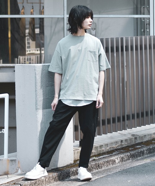 Starting Over(スターティングオーバー)の「ビッグシルエットクルーネックTシャツ & ワッフルロングタンクトップ セットアンサンブル(Tシャツ/カットソー・メンズ・ホワイト/ブラック/ベージュ/ダークグリーン/パープル/グレー/グレイッシュブルー/グリーン・M/L/XL)」の13枚目の写真