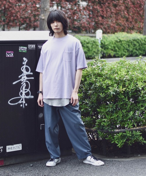 Starting Over(スターティングオーバー)の「ビッグシルエットクルーネックTシャツ & ワッフルロングタンクトップ セットアンサンブル(Tシャツ/カットソー・メンズ・ホワイト/ブラック/ベージュ/ダークグリーン/パープル/グレー/グレイッシュブルー/グリーン・M/L/XL)」の11枚目の写真