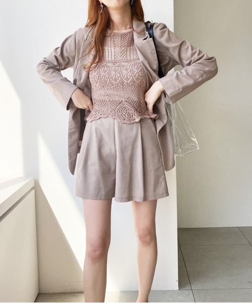 UNRELISH（アンレリッシュ）の「セットアップクロシェニットトップス（ニット/セーター・レディース・パープル/ベージュ/モカ・MEDIUM）」の12枚目の写真