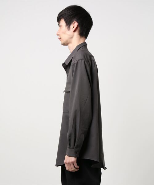 JUNRED（ジュンレッド）の「ワイドプラケットルーズCPOシャツ（シャツ/ブラウス・メンズ・サックスブルー/チャコールグレー/ホワイト・S/M/L）」の4枚目の写真