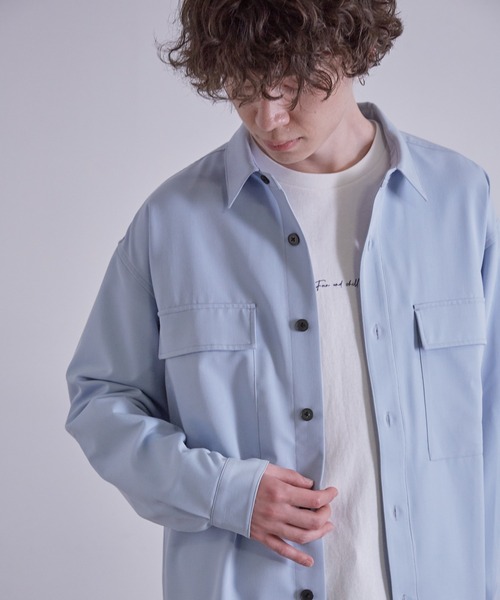 JUNRED（ジュンレッド）の「ワイドプラケットルーズCPOシャツ（シャツ/ブラウス・メンズ・サックスブルー/チャコールグレー/ホワイト・S/M/L）」の3枚目の写真