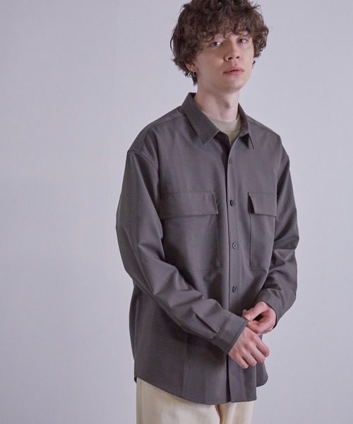 JUNRED（ジュンレッド）の「ワイドプラケットルーズCPOシャツ（シャツ/ブラウス・メンズ・サックスブルー/チャコールグレー/ホワイト・S/M/L）」の10枚目の写真