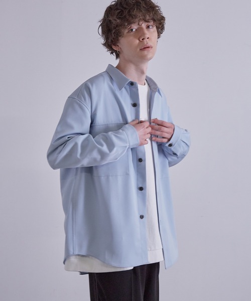 JUNRED（ジュンレッド）の「ワイドプラケットルーズCPOシャツ（シャツ/ブラウス・メンズ・サックスブルー/チャコールグレー/ホワイト・S/M/L）」の7枚目の写真