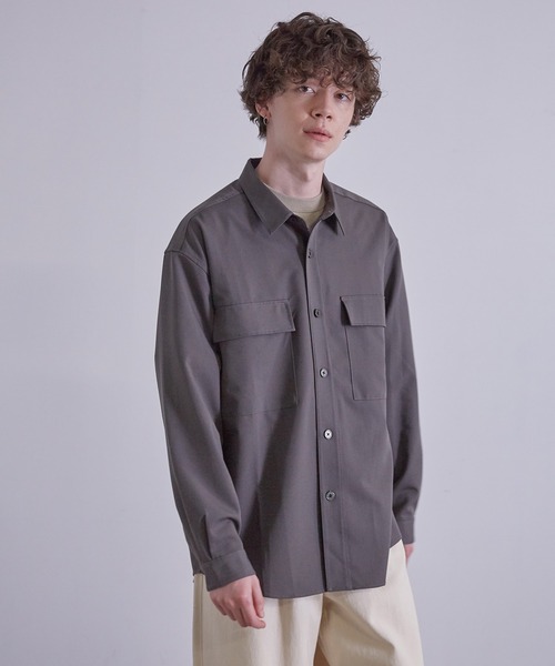 JUNRED（ジュンレッド）の「ワイドプラケットルーズCPOシャツ（シャツ/ブラウス・メンズ・サックスブルー/チャコールグレー/ホワイト・S/M/L）」の11枚目の写真