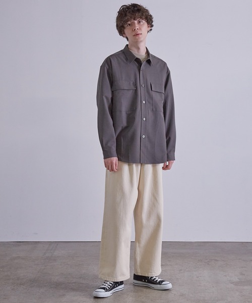 JUNRED（ジュンレッド）の「ワイドプラケットルーズCPOシャツ（シャツ/ブラウス・メンズ・サックスブルー/チャコールグレー/ホワイト・S/M/L）」の12枚目の写真