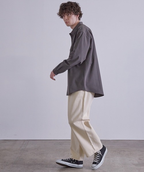 JUNRED（ジュンレッド）の「ワイドプラケットルーズCPOシャツ（シャツ/ブラウス・メンズ・サックスブルー/チャコールグレー/ホワイト・S/M/L）」の13枚目の写真