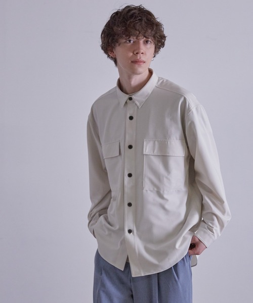 JUNRED（ジュンレッド）の「ワイドプラケットルーズCPOシャツ（シャツ/ブラウス・メンズ・サックスブルー/チャコールグレー/ホワイト・S/M/L）」の17枚目の写真