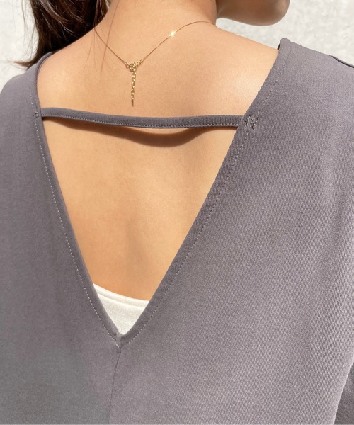 Meli rich（メリーリッチ）の「1枚で主役級！バックオープンフレアワンピース（ワンピース・レディース・オフホワイト/サンドベージュ/ブルーグレー/スミクロ/テラコッタ・FREE）」の8枚目の写真