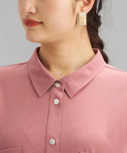 green label relaxing(グリーンレーベルリラクシング)の「FFC トリアセ サテン ドルマン シャツ(シャツ/ブラウス・レディース・ホワイト/オリーブ/ピンク・FREE)」の7枚目の写真