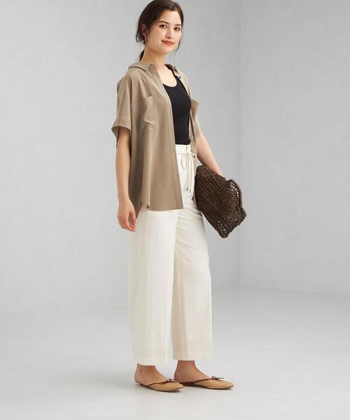 green label relaxing(グリーンレーベルリラクシング)の「FFC トリアセ サテン ドルマン シャツ(シャツ/ブラウス・レディース・ホワイト/オリーブ/ピンク・FREE)」の15枚目の写真