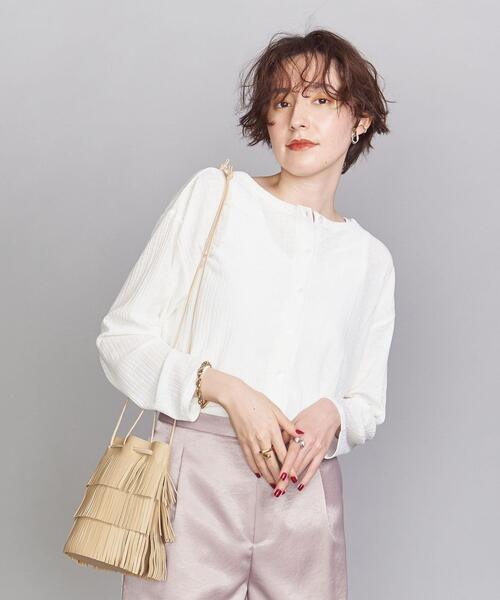 BEAUTY&YOUTH UNITED ARROWS（ビューティーアンドユースユナイテッドアローズ）の「by フロントボタンロングスリーブカットソー -2WAY-（Tシャツ/カットソー・レディース・ホワイト/ブラック・FREE）」の2枚目の写真