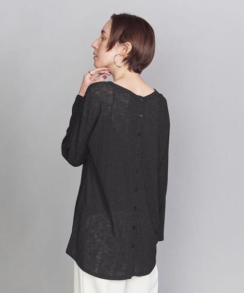 BEAUTY&YOUTH UNITED ARROWS（ビューティーアンドユースユナイテッドアローズ）の「by フロントボタンロングスリーブカットソー -2WAY-（Tシャツ/カットソー・レディース・ホワイト/ブラック・FREE）」の1枚目の写真