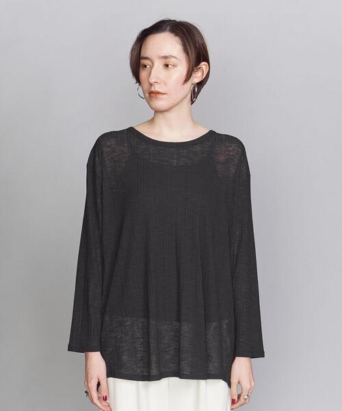 BEAUTY&YOUTH UNITED ARROWS（ビューティーアンドユースユナイテッドアローズ）の「by フロントボタンロングスリーブカットソー -2WAY-（Tシャツ/カットソー・レディース・ホワイト/ブラック・FREE）」の3枚目の写真