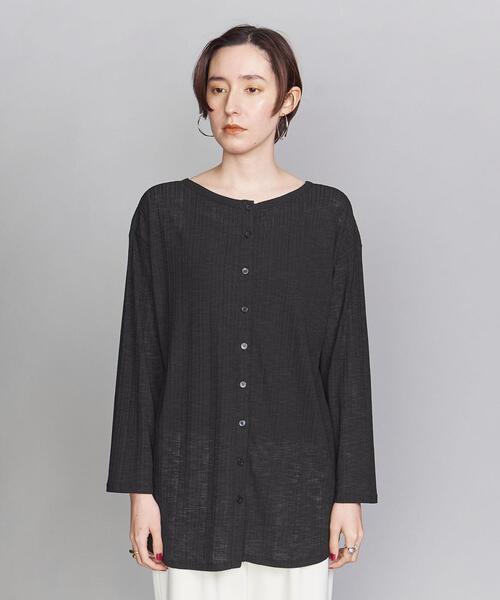 BEAUTY&YOUTH UNITED ARROWS（ビューティーアンドユースユナイテッドアローズ）の「by フロントボタンロングスリーブカットソー -2WAY-（Tシャツ/カットソー・レディース・ホワイト/ブラック・FREE）」の6枚目の写真