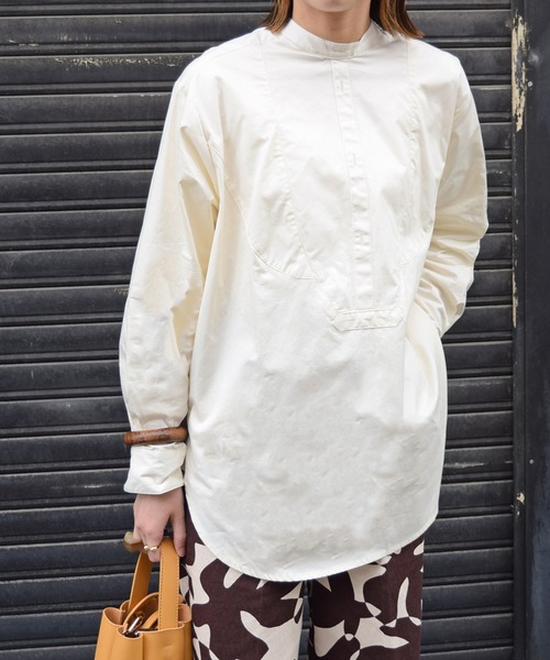 Marient（マリエント）の「バンドカラーシャツBL（シャツ/ブラウス・レディース・ホワイト/ベージュ/ライトグリーン・FREE）」の3枚目の写真