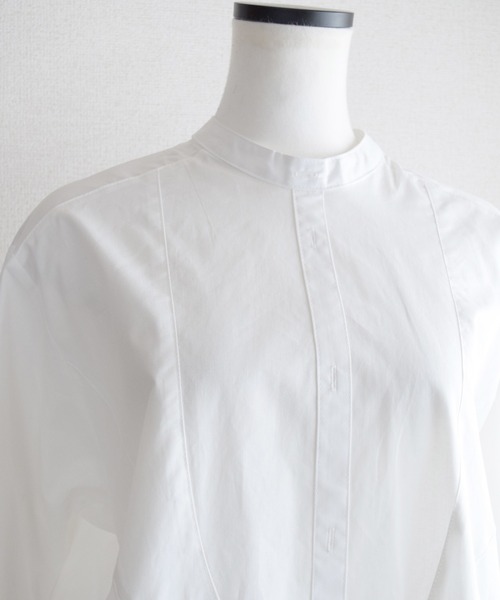 Marient（マリエント）の「バンドカラーシャツBL（シャツ/ブラウス・レディース・ホワイト/ベージュ/ライトグリーン・FREE）」の4枚目の写真