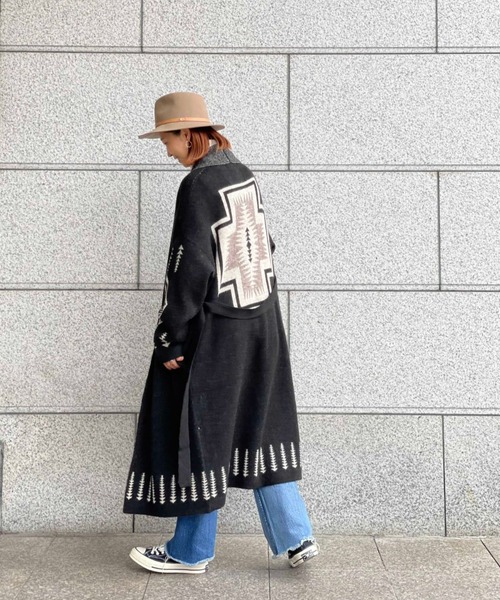 PENDLETON（ペンドルトン）の「PENDLETON/ペンドルトン SHAWL COLLAR CARDIGAN ショールカラーカーディガン　1575-6104（カーディガン/ボレロ・レディース・ホワイト/ブラック・FREE）」の2枚目の写真