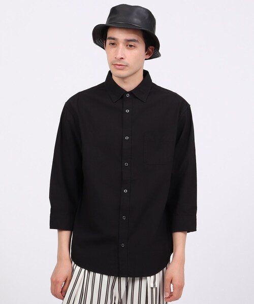 tk.TAKEO KIKUCHI（ティーケータケオキクチ）の「◆リネン混7分袖シャツ（ビジネスシャツ・メンズ・ホワイト/サックスブルー/ネイビー/ブラック・02/03/04）」の3枚目の写真