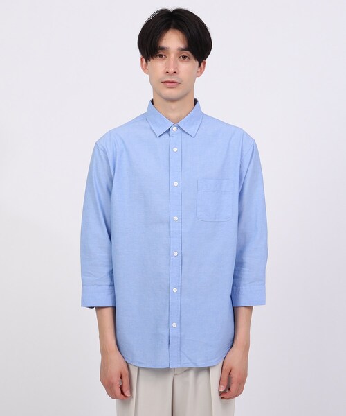 tk.TAKEO KIKUCHI（ティーケータケオキクチ）の「◆リネン混7分袖シャツ（ビジネスシャツ・メンズ・ホワイト/サックスブルー/ネイビー/ブラック・02/03/04）」の6枚目の写真