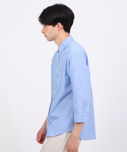 tk.TAKEO KIKUCHI（ティーケータケオキクチ）の「◆リネン混7分袖シャツ（ビジネスシャツ・メンズ・ホワイト/サックスブルー/ネイビー/ブラック・02/03/04）」の7枚目の写真