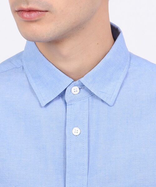 tk.TAKEO KIKUCHI（ティーケータケオキクチ）の「◆リネン混7分袖シャツ（ビジネスシャツ・メンズ・ホワイト/サックスブルー/ネイビー/ブラック・02/03/04）」の9枚目の写真