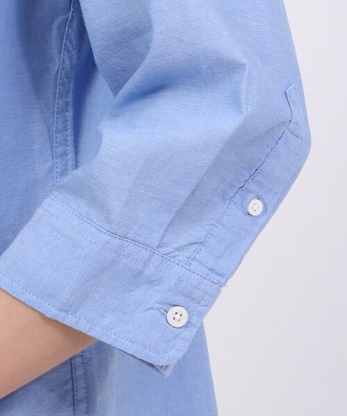 tk.TAKEO KIKUCHI（ティーケータケオキクチ）の「◆リネン混7分袖シャツ（ビジネスシャツ・メンズ・ホワイト/サックスブルー/ネイビー/ブラック・02/03/04）」の10枚目の写真