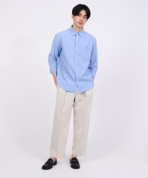 tk.TAKEO KIKUCHI（ティーケータケオキクチ）の「◆リネン混7分袖シャツ（ビジネスシャツ・メンズ・ホワイト/サックスブルー/ネイビー/ブラック・02/03/04）」の13枚目の写真