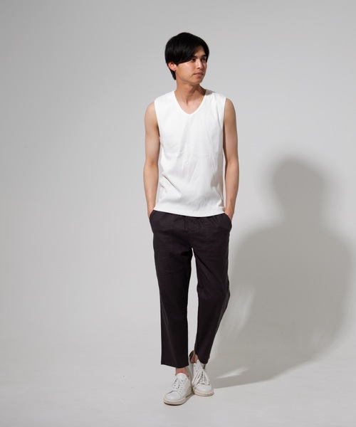 Blue Standard (ブルースタンダード)の「【BLUE STANDARD】オーガニックコットン リブノースリーブ(タンクトップ・メンズ・ホワイト/ブラック/ネイビー/杢グレー・MEDIUM/LARGE/X-LARGE)」の7枚目の写真