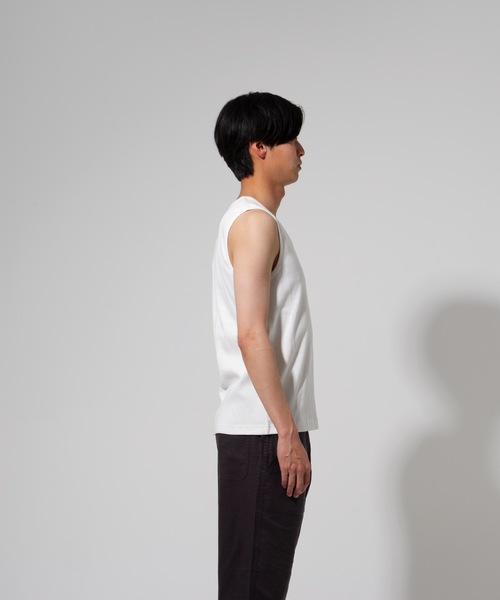 Blue Standard (ブルースタンダード)の「【BLUE STANDARD】オーガニックコットン リブノースリーブ(タンクトップ・メンズ・ホワイト/ブラック/ネイビー/杢グレー・MEDIUM/LARGE/X-LARGE)」の10枚目の写真