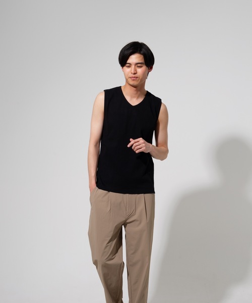 Blue Standard (ブルースタンダード)の「【BLUE STANDARD】オーガニックコットン リブノースリーブ(タンクトップ・メンズ・ホワイト/ブラック/ネイビー/杢グレー・MEDIUM/LARGE/X-LARGE)」の14枚目の写真