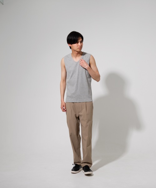 Blue Standard (ブルースタンダード)の「【BLUE STANDARD】オーガニックコットン リブノースリーブ(タンクトップ・メンズ・ホワイト/ブラック/ネイビー/杢グレー・MEDIUM/LARGE/X-LARGE)」の18枚目の写真