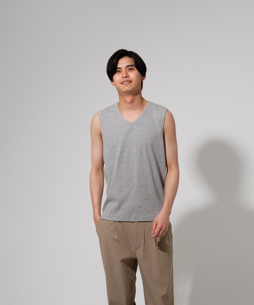 Blue Standard (ブルースタンダード)の「【BLUE STANDARD】オーガニックコットン リブノースリーブ(タンクトップ・メンズ・ホワイト/ブラック/ネイビー/杢グレー・MEDIUM/LARGE/X-LARGE)」の19枚目の写真